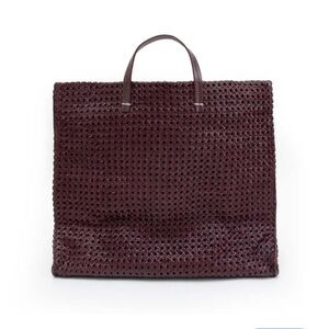 Clare V.  Simple Tote in Plum Rattan Hand-Woven Leather